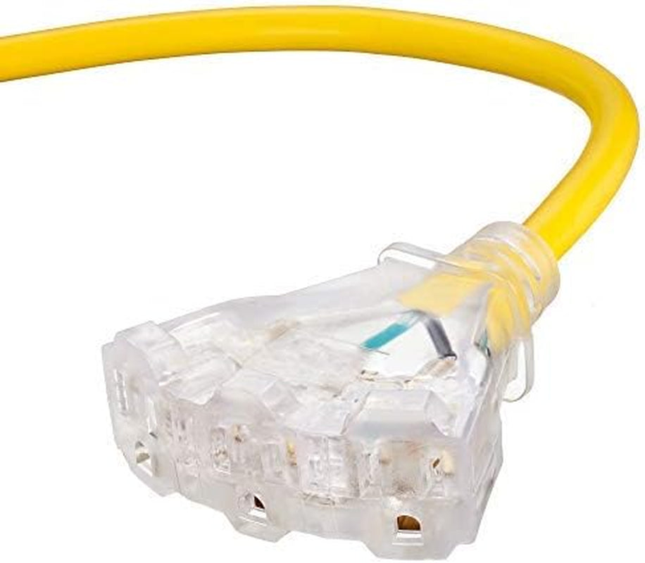 Outdoor Extension Cord 15 Ft, VCZHS UL Listed Heavy Duty Extension Cord 12 Gauge Extension Cord Outdoor SJTW Lighted Triple Outlet Extension Cord 12AWG 15 Amp,1875 Watts,12/3 Extension Cord 3 Prong