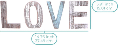 “LOVE” Decorative Wooden Letters – Large Wood Letters for Wall Décor in Rustic Blue, White and Grey – Rustic Home Decoration for Living Room - Rustic Home Décor Accents – Farmhouse Decor